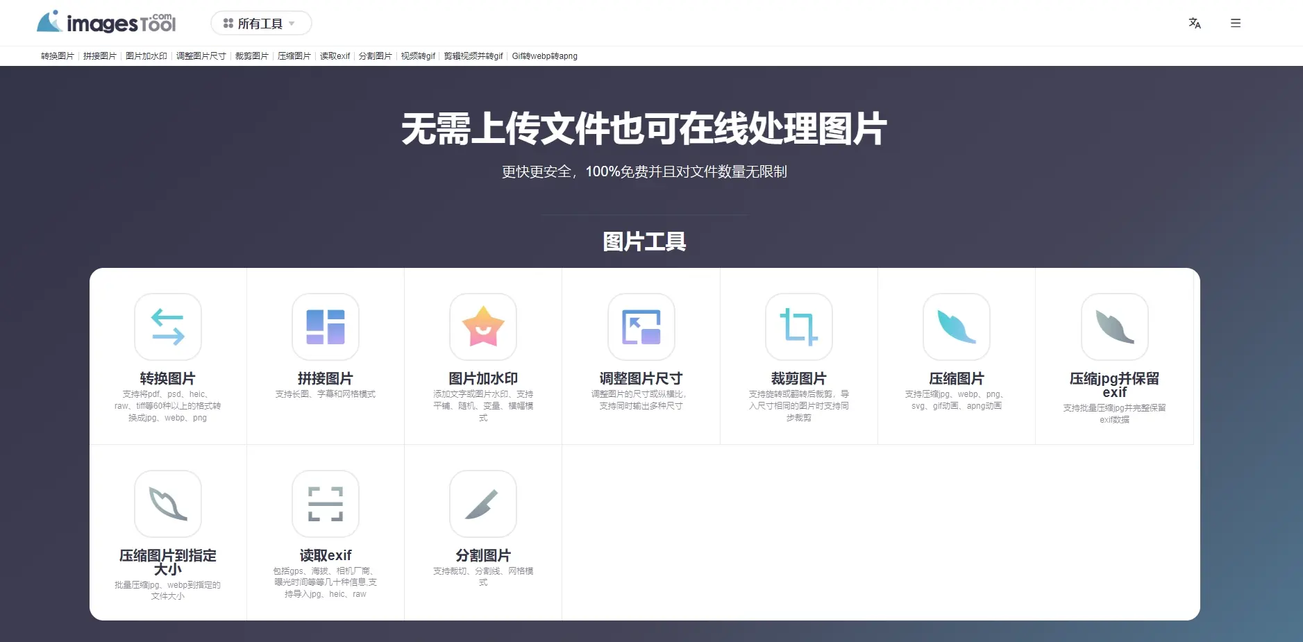 imagestool图片工具集,支持jpg、png、webp、gif转换压缩