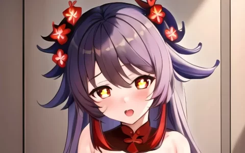 原神胡桃流口水吐舌头图片，胡桃脸红害羞表情图的样子